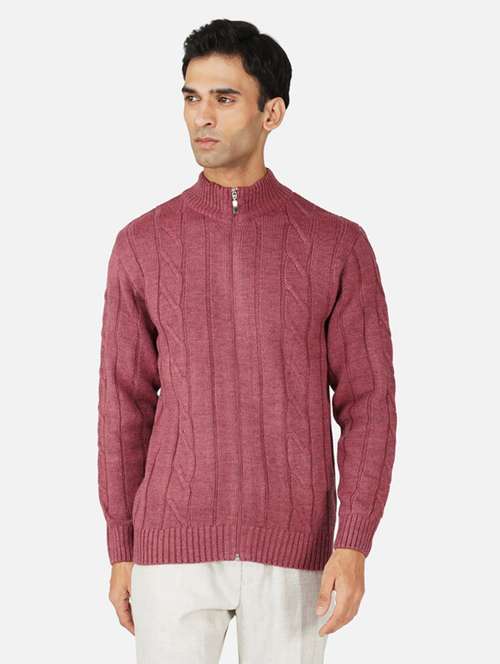 men long sleeves self design cardigan - 21669924 - Standard Image - 0