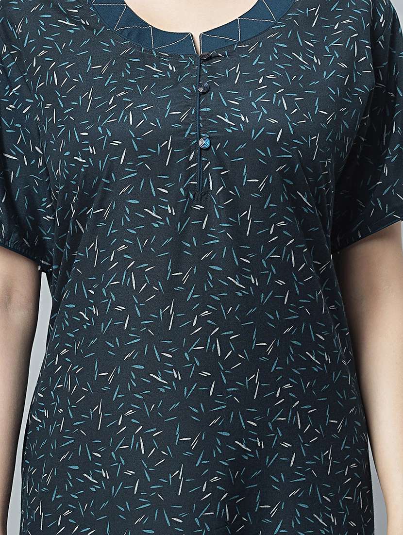 women printed short sleeves nighty - 21669933 -  Standard Image - 5