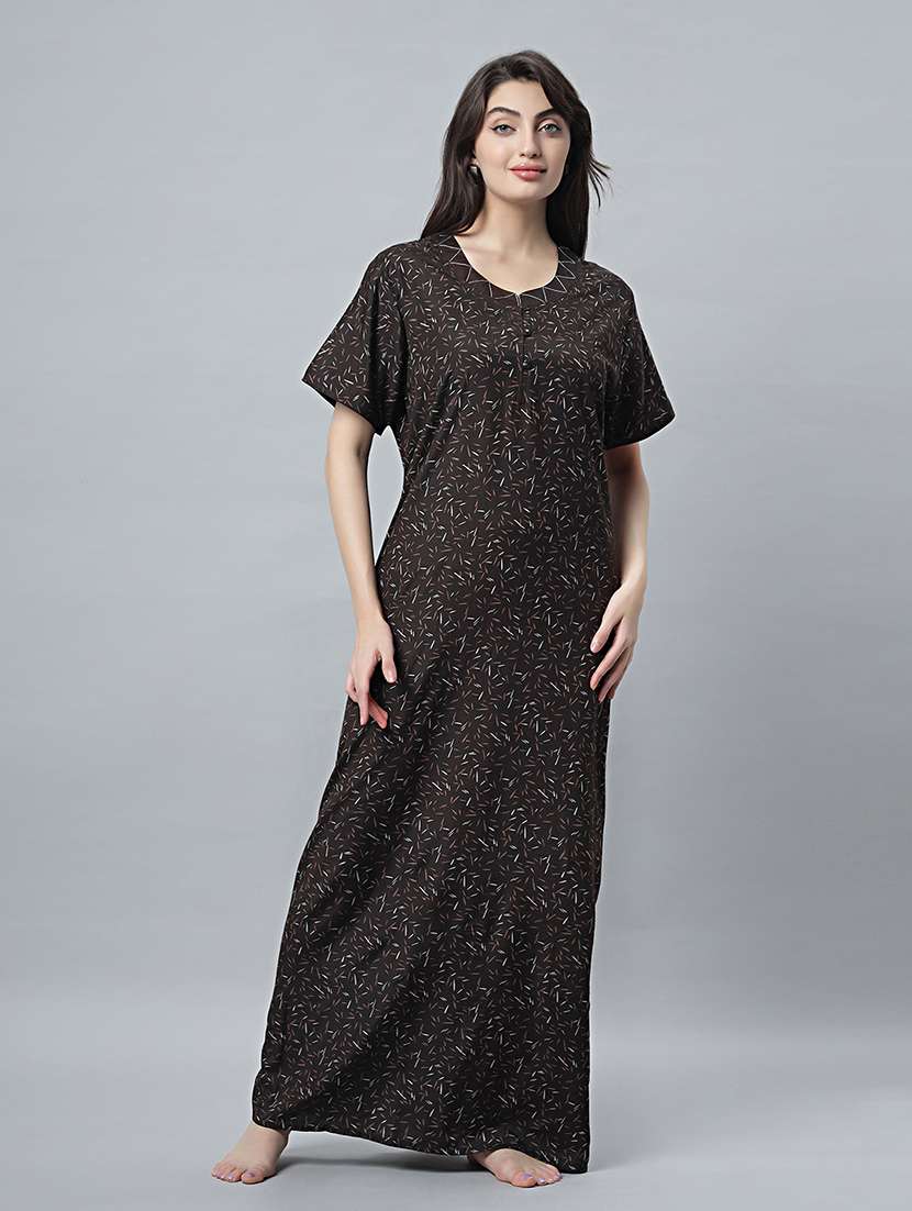 women printed short sleeves nighty - 21669935 -  Standard Image - 3