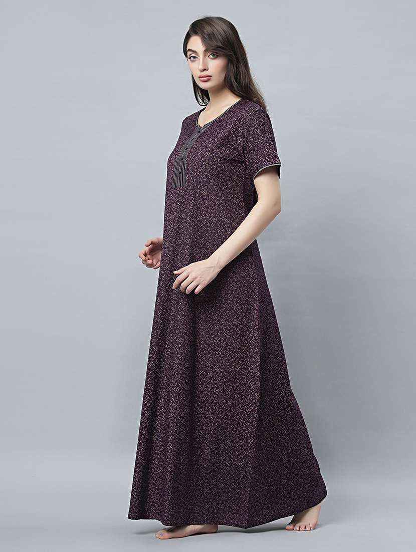 women printed short sleeves nighty - 21669941 -  Standard Image - 3