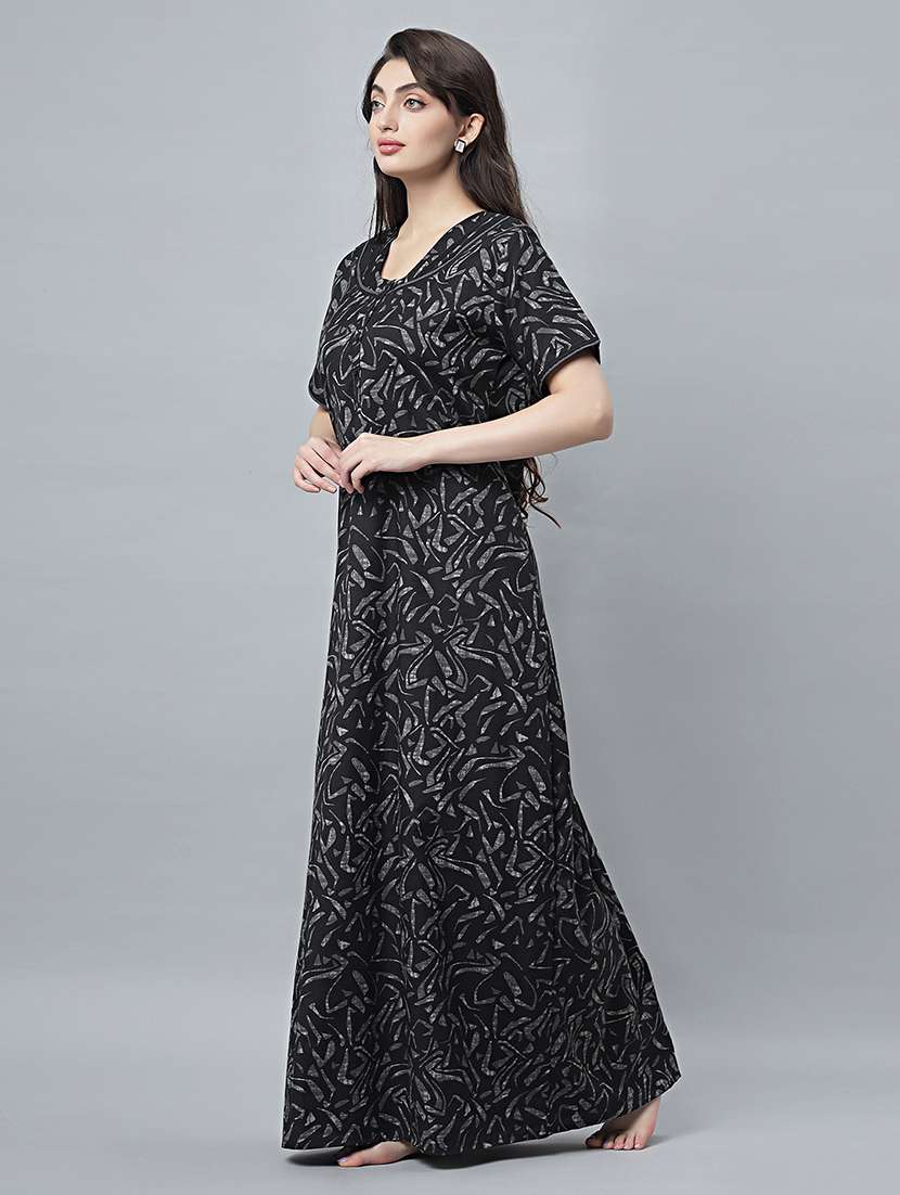 women printed short sleeves nighty - 21669942 -  Standard Image - 3