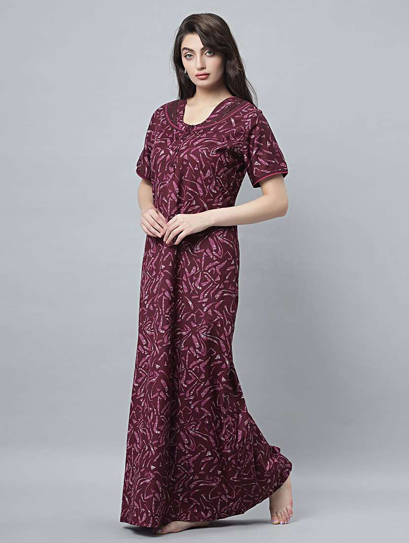 women printed short sleeves nighty - 21669944 -  Standard Image - 3