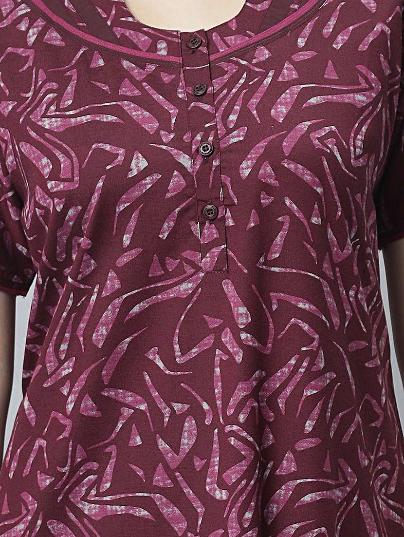 women printed short sleeves nighty - 21669944 -  Standard Image - 5