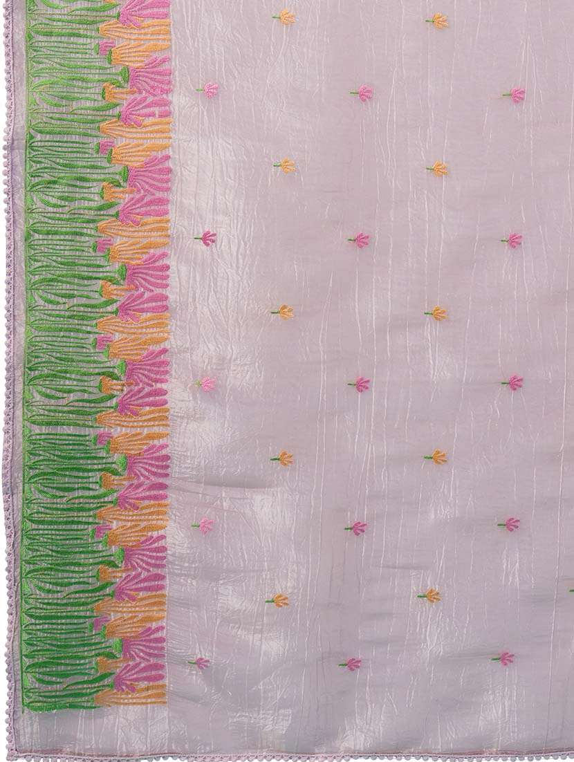 women lavender embroidered saree with blouse - 21669953 - Standard Image - 5
