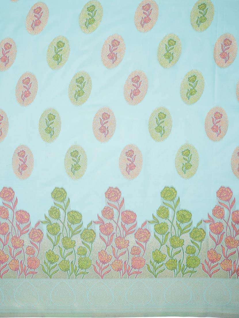 women floral zari bordered saree with blouse - 21669988 -  Standard Image - 5