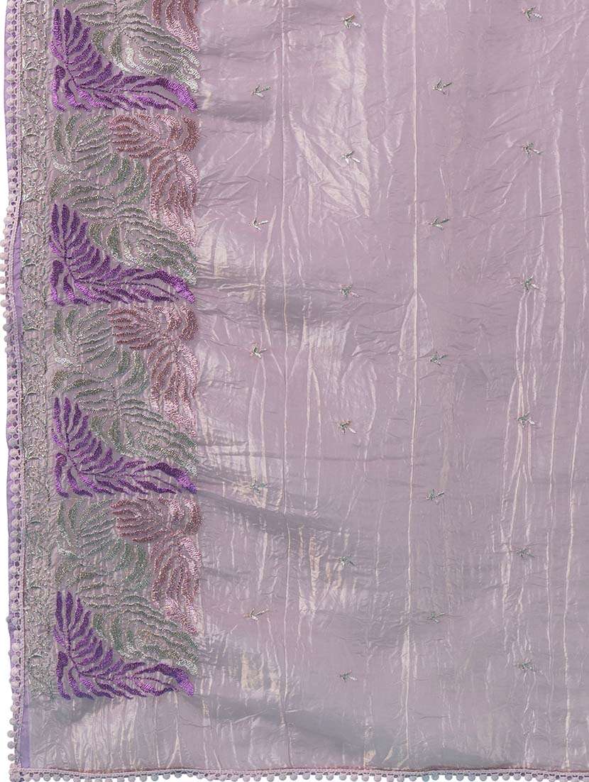 women lavender embroidered saree with blouse - 21670016 - Standard Image - 5