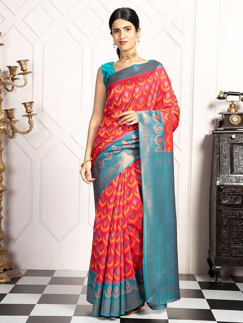 women self design pochampalli saree with blouse - 21670039 - Standard Image - 0