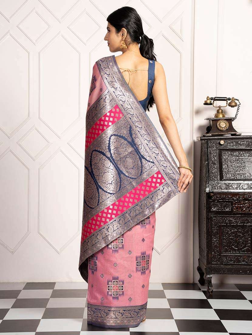 women self design zari bordered saree with blouse - 21670083 - Standard Image - 3