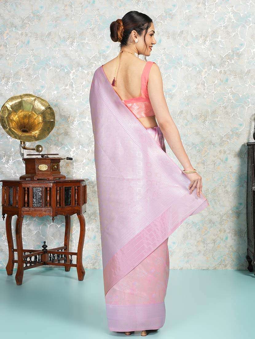pink art silk kanjivaram saree with blouse - 21670097 -  Standard Image - 3