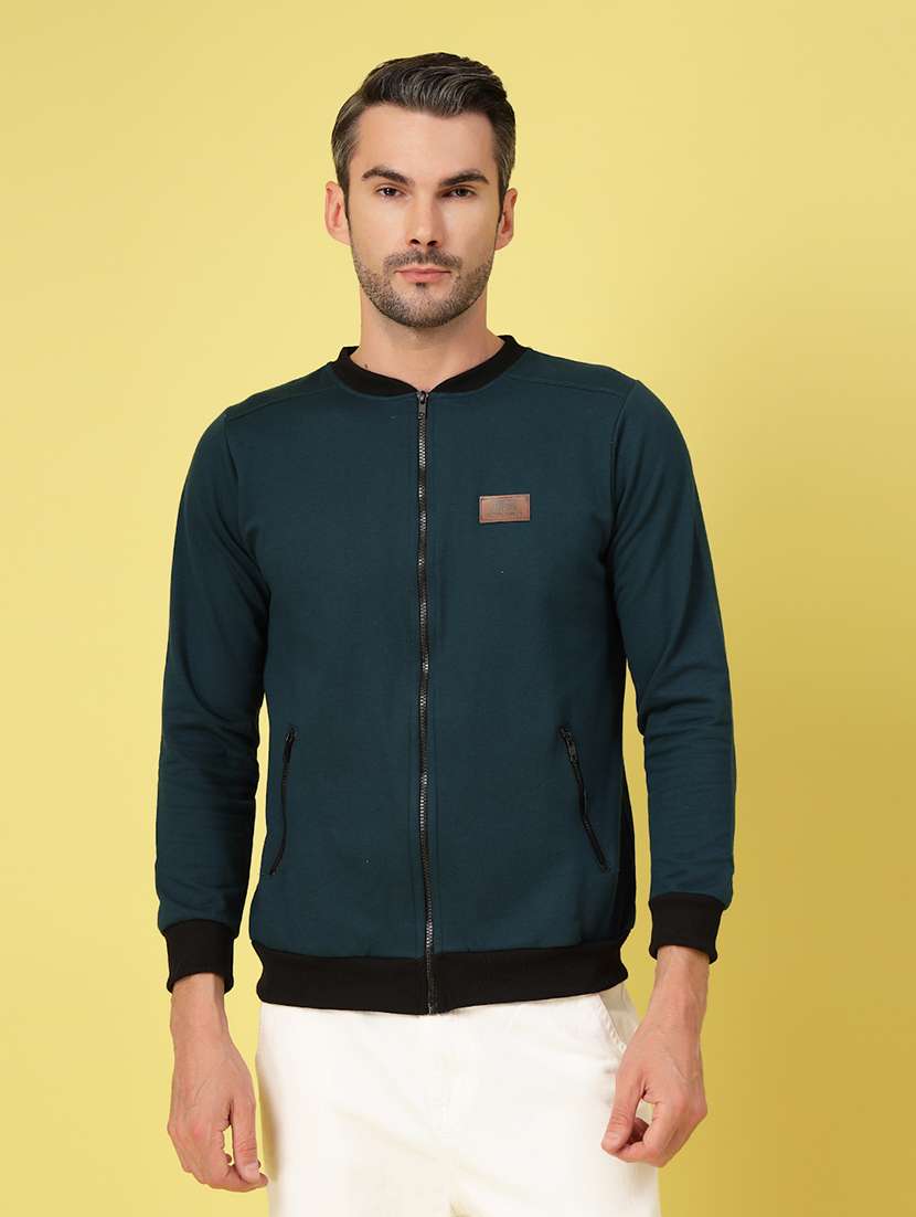 men long sleeves solid bomber jacket
