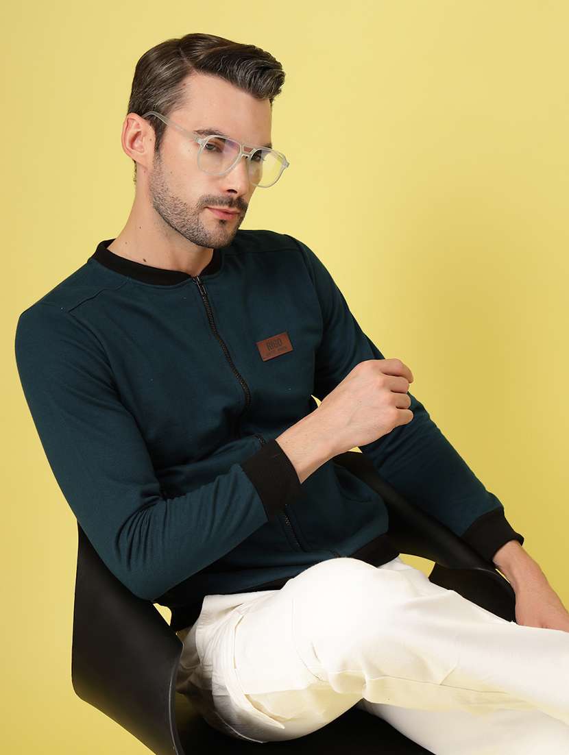 men long sleeves solid bomber jacket - 21670157 -  Standard Image - 3