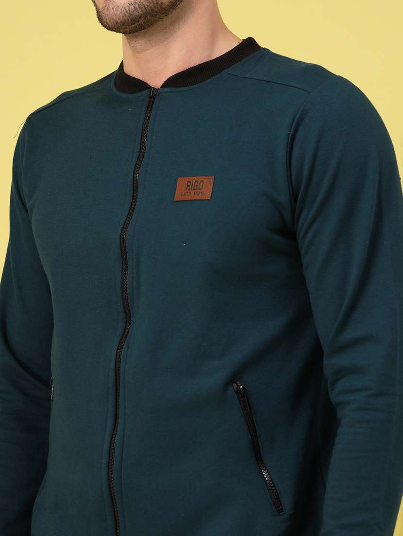 men long sleeves solid bomber jacket - 21670157 -  Standard Image - 5