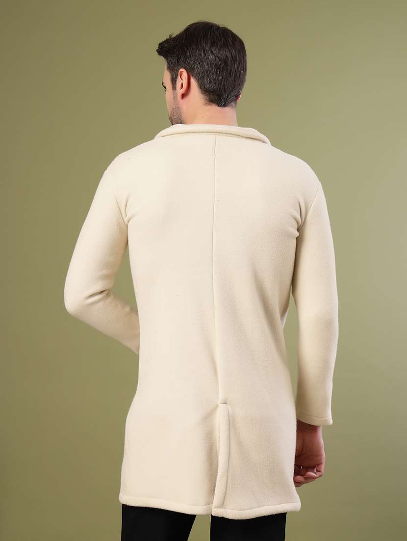 men off white solid long sleeve coat - 21670162 - Standard Image - 3