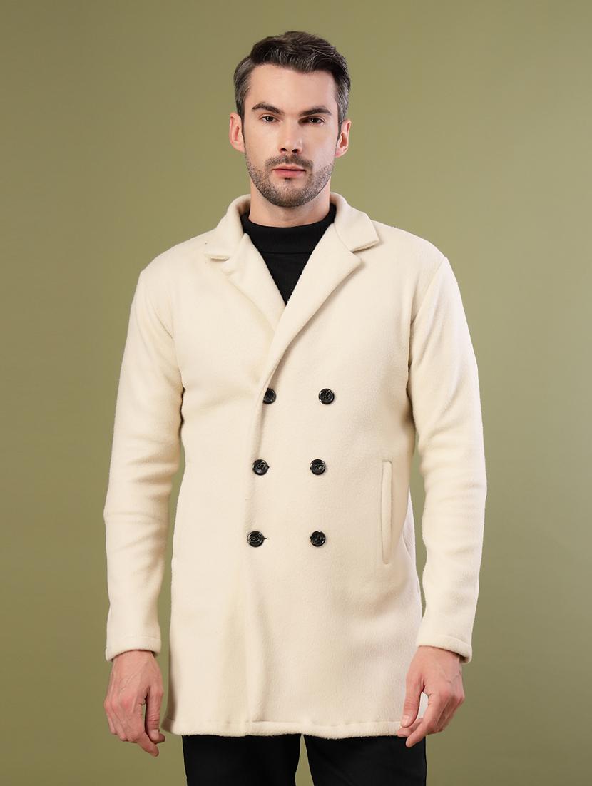 men off white solid long sleeve coat - 21670170 - Zoom Image - 0