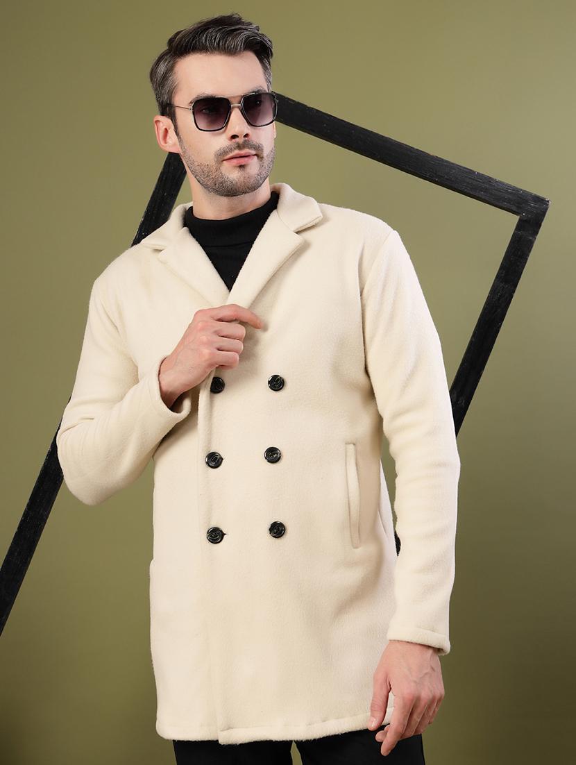 men off white solid long sleeve coat - 21670170 - Standard Image - 3