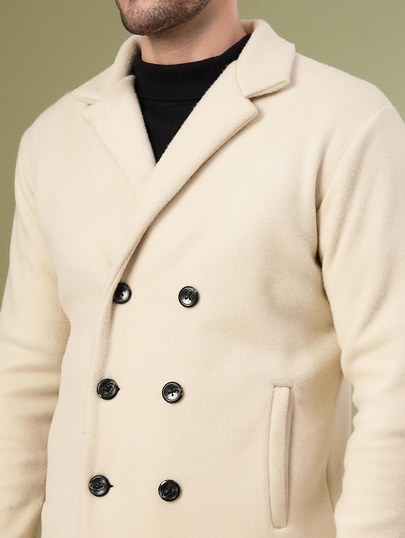 men off white solid long sleeve coat - 21670170 - Standard Image - 5