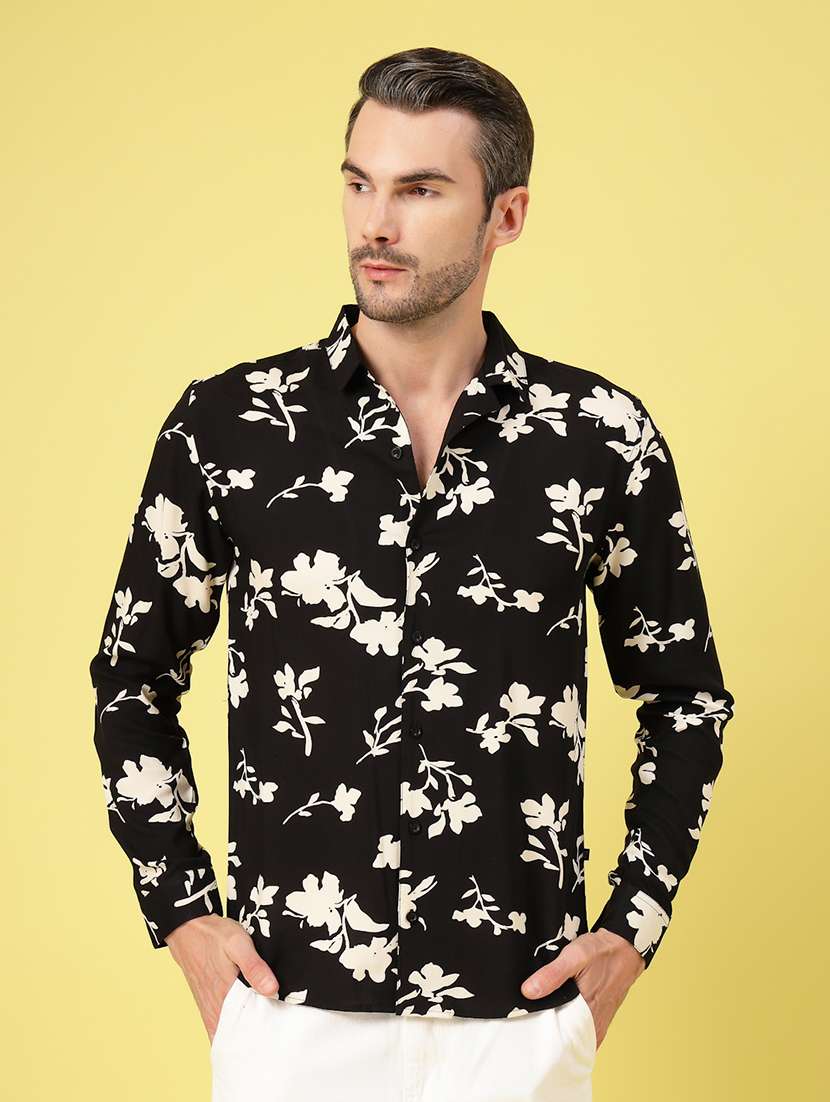 men long sleeves floral printed casual shirt - 21670176 - Zoom Image - 0