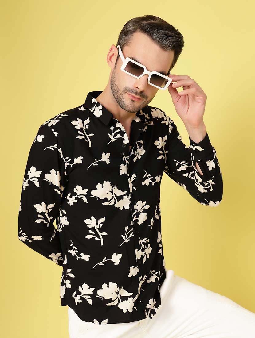 men long sleeves floral printed casual shirt - 21670176 - Standard Image - 3