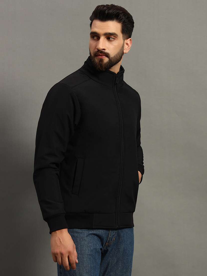 men long sleeves solid bomber jacket