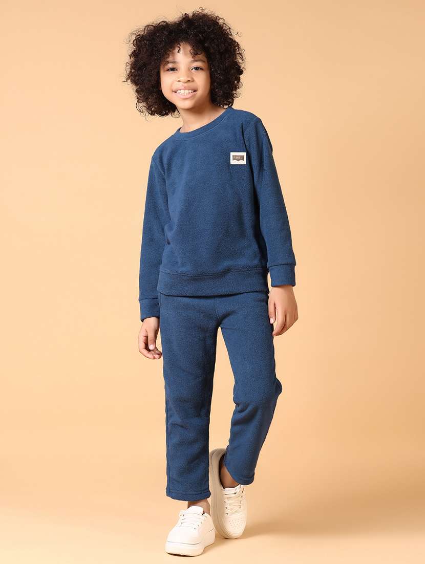 boys solid long sleeve full length set