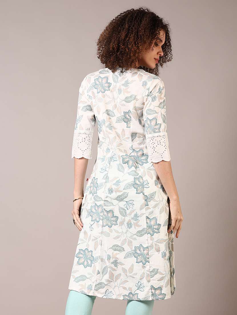 women three quarter sleeve a-line kurta - 21670321 -  Standard Image - 3