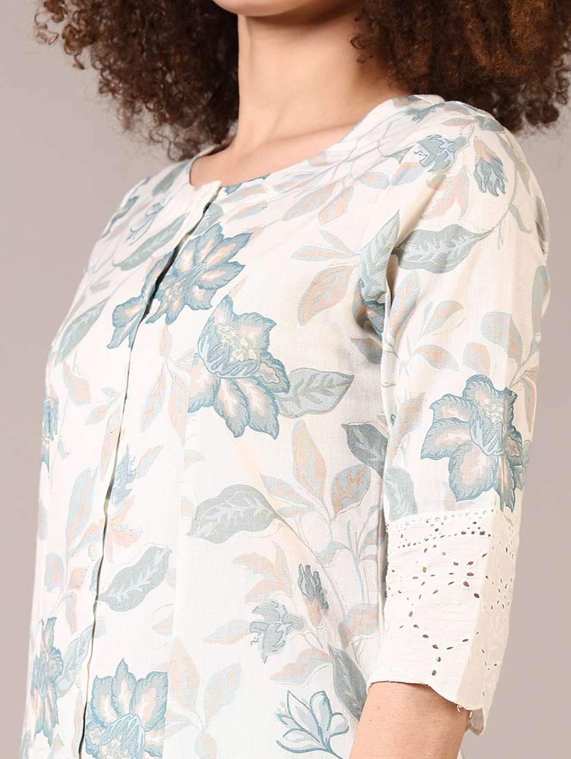 women three quarter sleeve a-line kurta - 21670321 -  Standard Image - 5