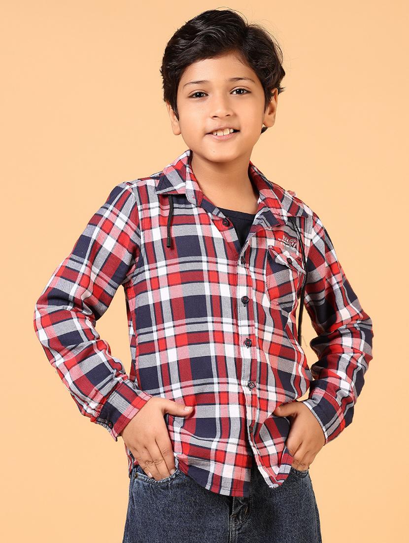 boys checkered collared casual shirt - 21670350 -  Zoom Image - 0