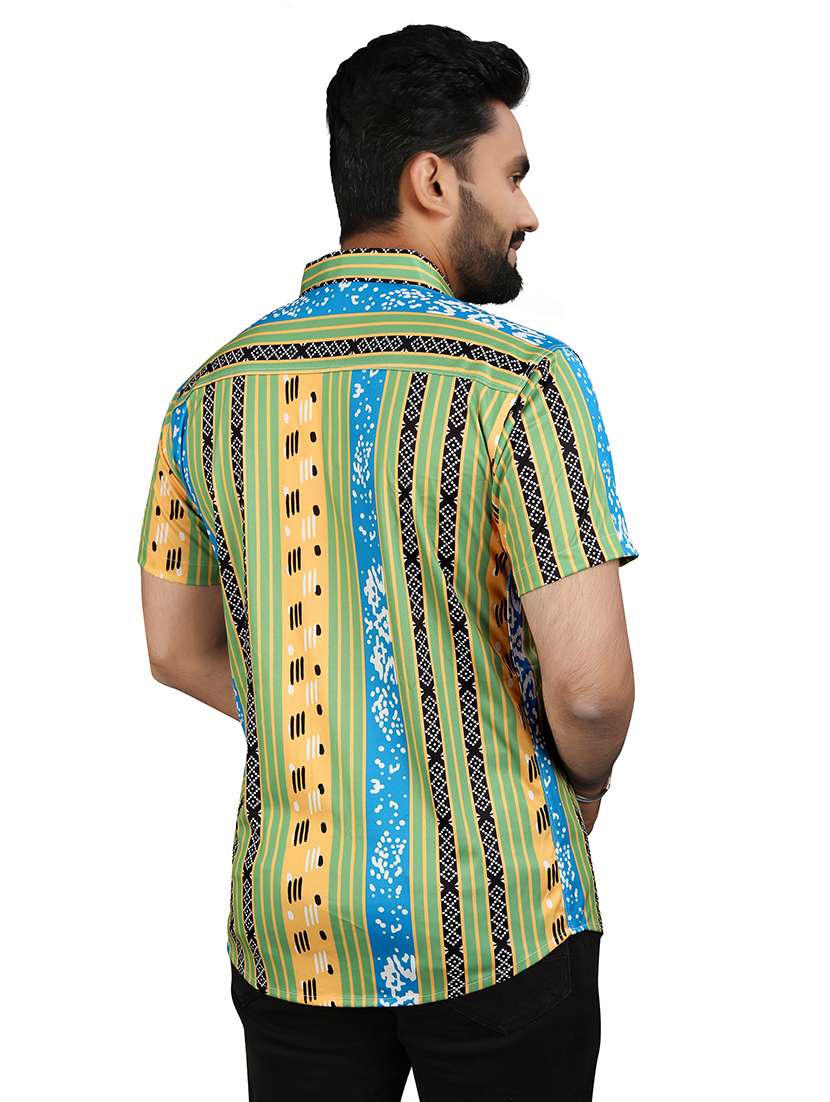 men green printed short sleeve casual shirt - 21670405 - Standard Image - 3