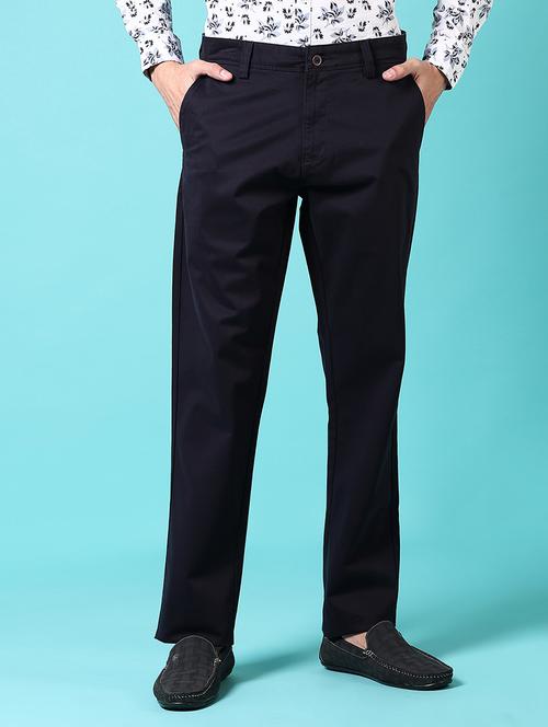 men solid mid rise flat front chinos - 21670789 - Standard Image - 0