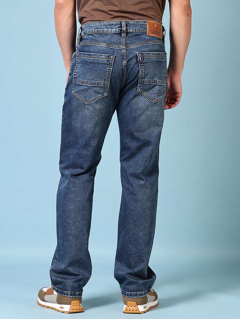 men plain mid rise staight fit jeans - 21670808 -  Standard Image - 3