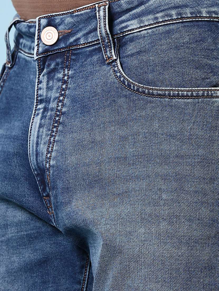 men plain mid rise staight fit jeans - 21670808 -  Standard Image - 5
