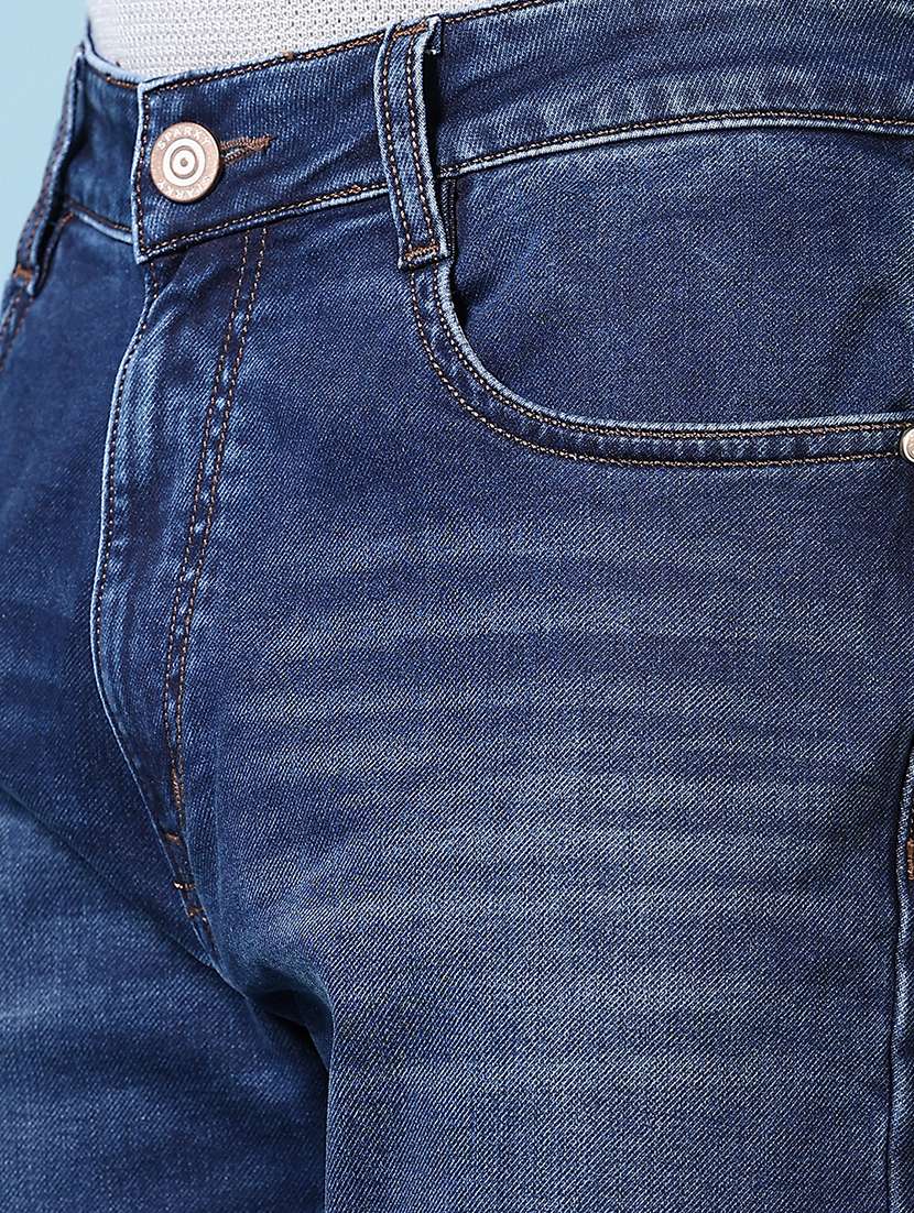 men plain mid rise staight fit jeans - 21670809 -  Standard Image - 5