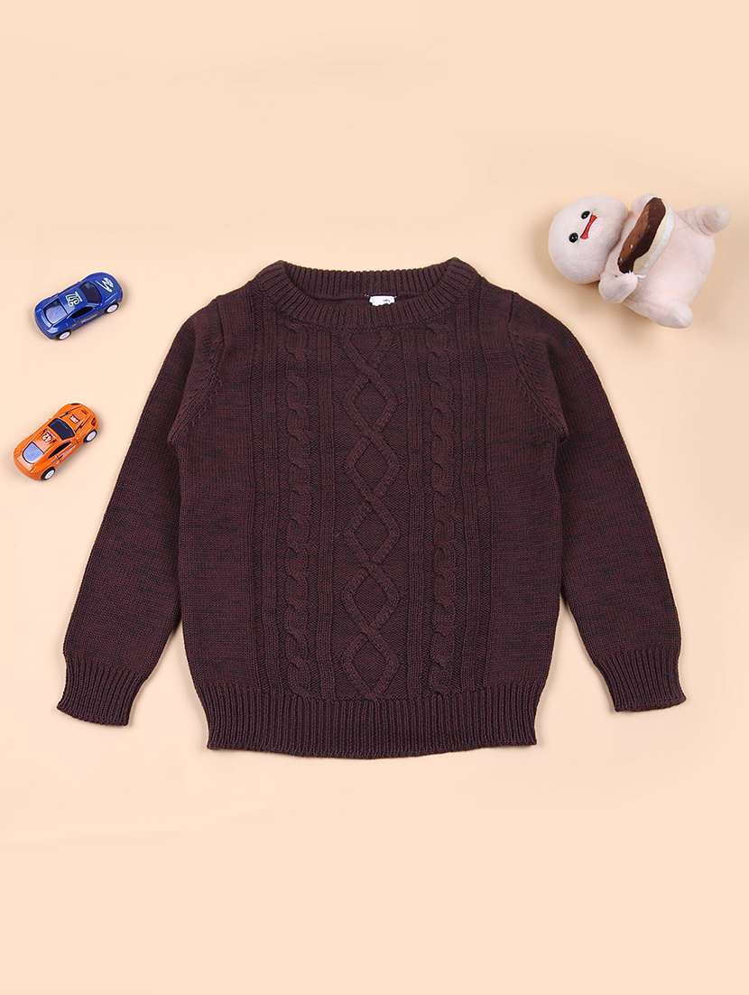 boys self design long sleeve sweater