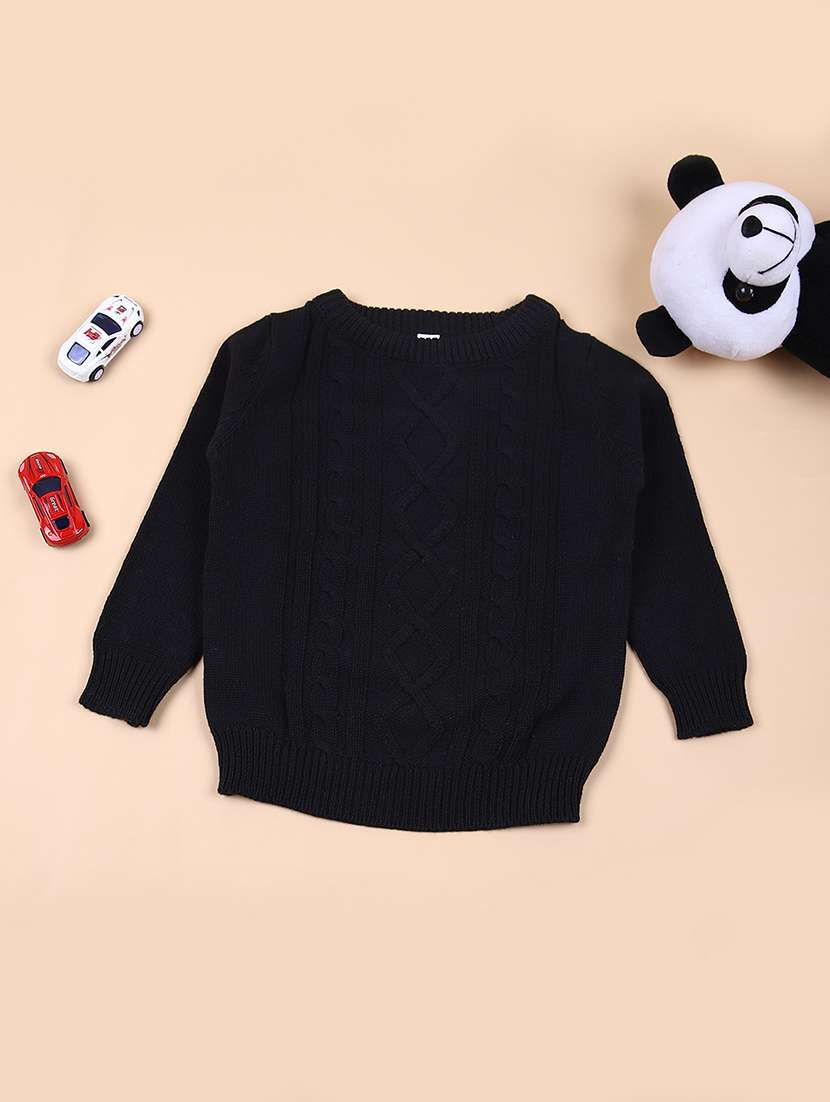 boys self design long sleeve sweater