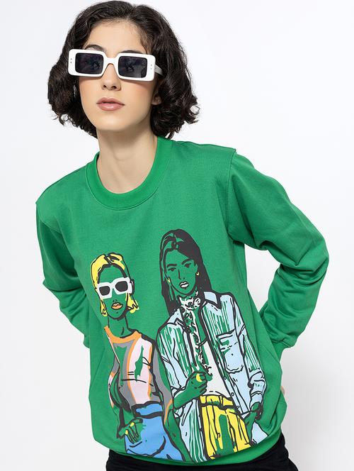 women front print long sleeves sweatshirt - 21670910 - Standard Image - 0