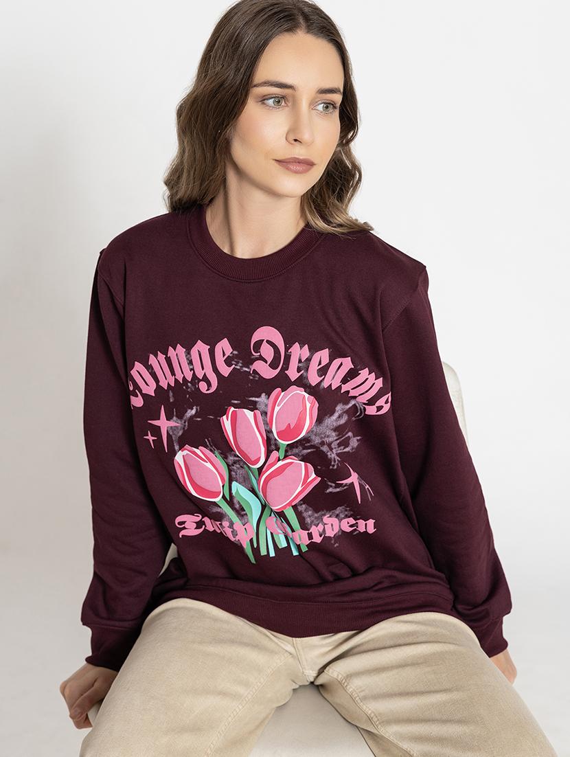 women front print long sleeve sweatshirt - 21670917 - Zoom Image - 0