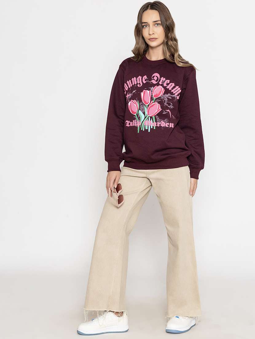women front print long sleeve sweatshirt - 21670917 - Standard Image - 3