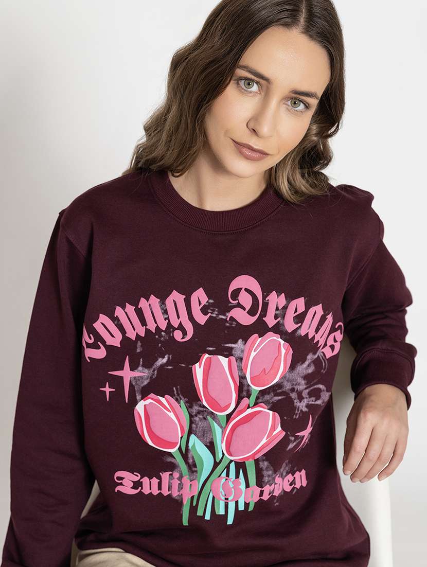 women front print long sleeve sweatshirt - 21670917 - Standard Image - 5