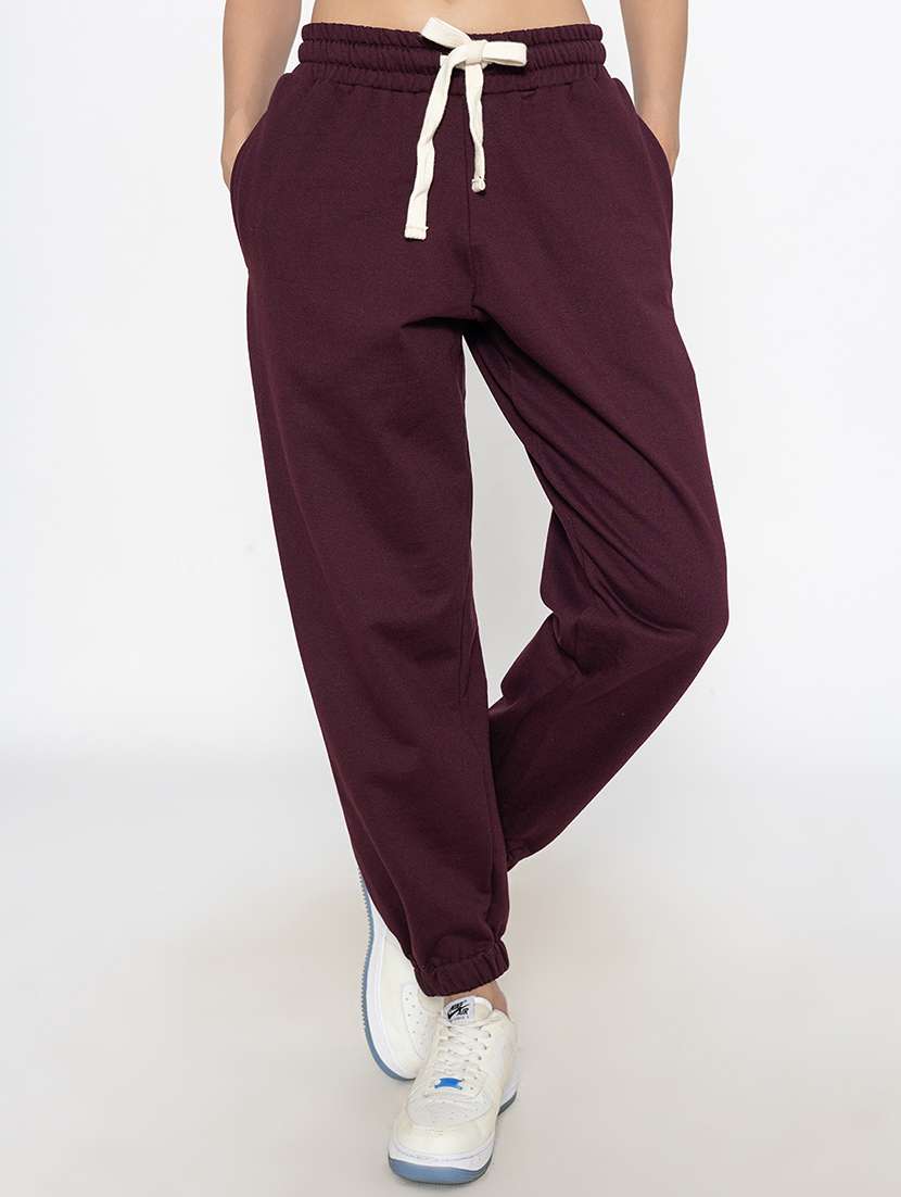 women solid high rise relaxed fit jogger - 21670919 - Zoom Image - 0
