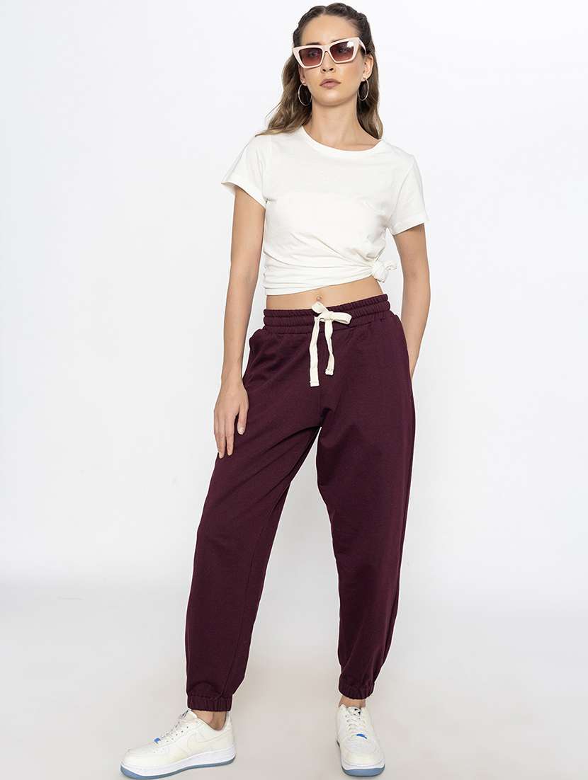 women solid high rise relaxed fit jogger - 21670919 - Standard Image - 3