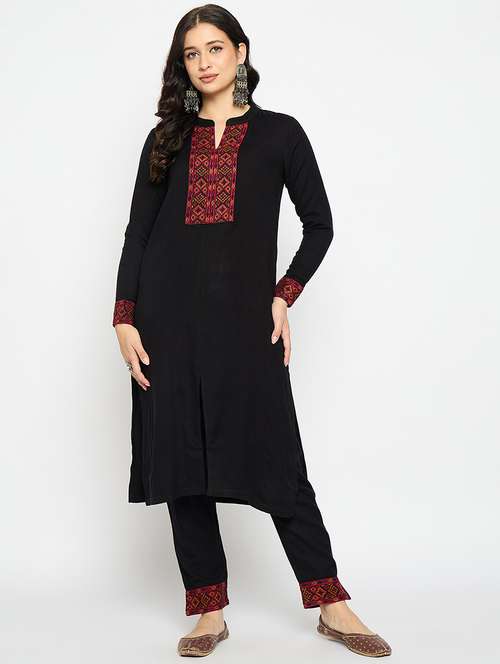 women printed detailed kurta pant set - 21670924 -  Standard Image - 0