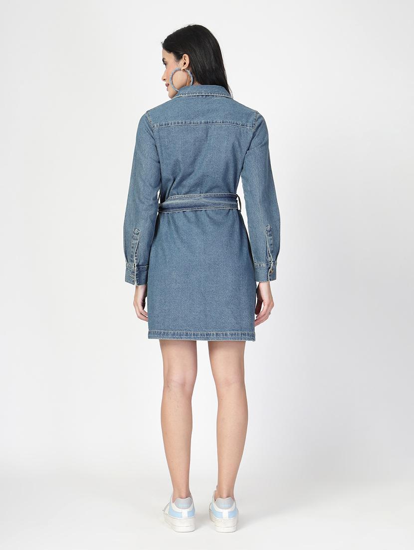 blue cotton aline dress - 21670948 - Standard Image - 3