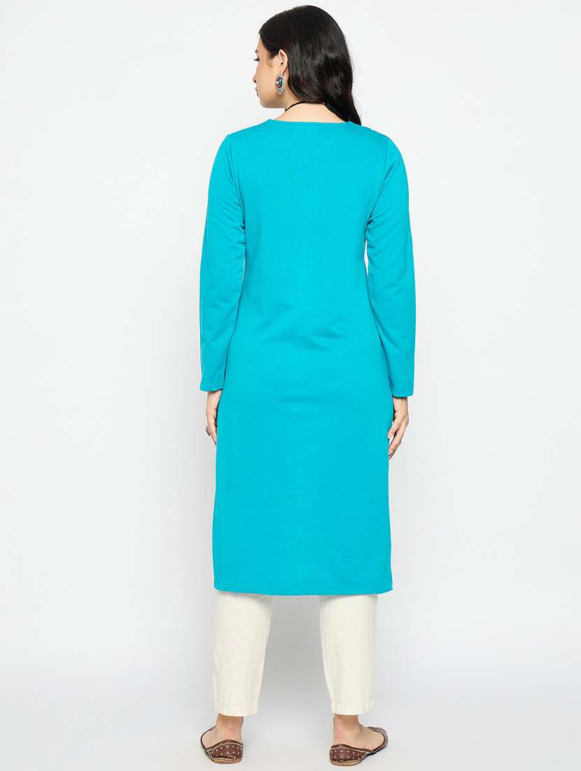 women printed woolen long sleeve kurta - 21670961 -  Standard Image - 3