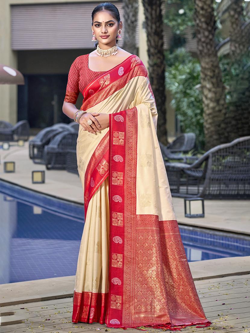 women self design banarasi saree with blouse