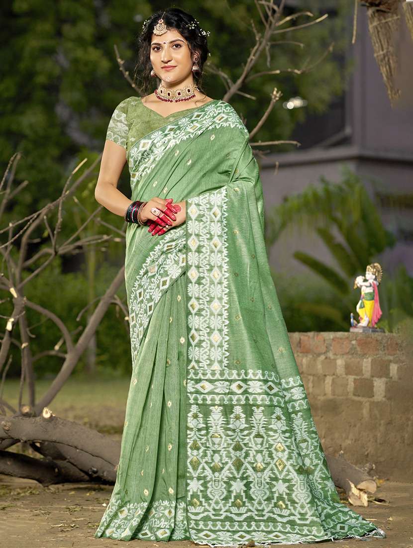 women self design tussar saree with blouse - 21671073 - Zoom Image - 0