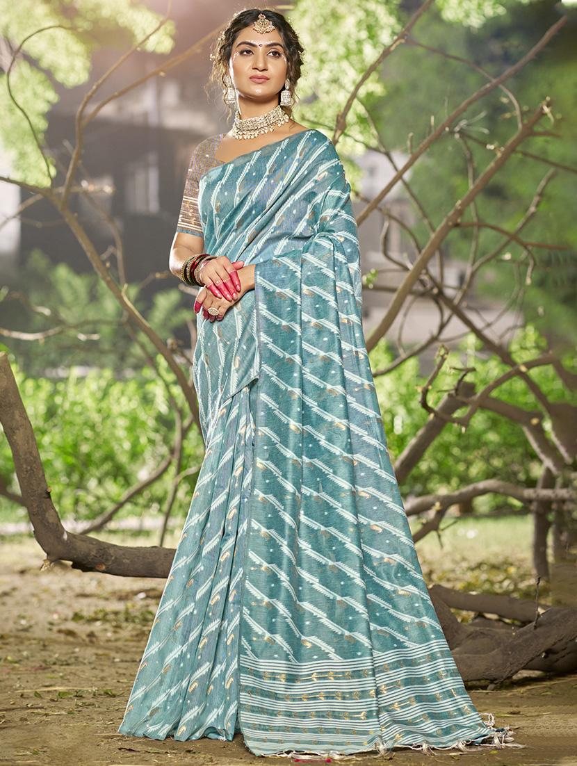 women self design tussar saree with blouse