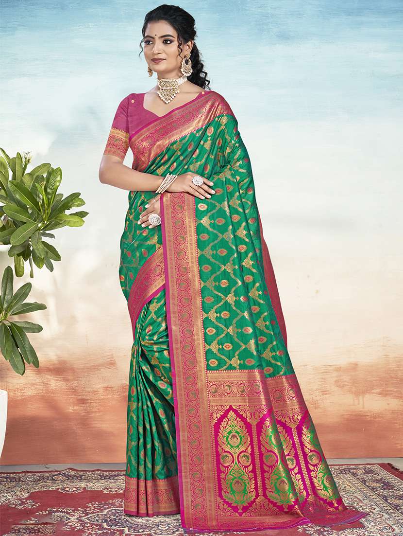 women self design banarasi saree with blouse