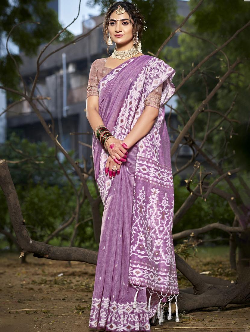 women self design tussar saree with blouse - 21671318 - Zoom Image - 0