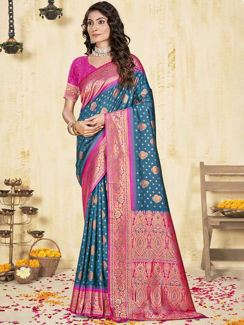 women self design banarasi saree with blouse