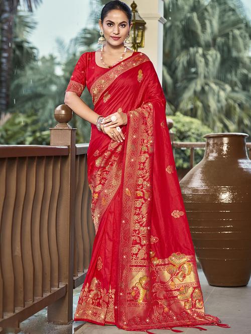 women self design banarasi saree with blouse - 21671348 - Standard Image - 0
